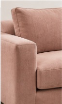 Sofa rendered in blush dusty rose colourway