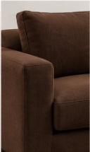 Sofa rendered in chocolate brown upholstery colourway