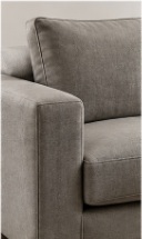Sofa rendered in stone grey upholstery colourway