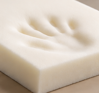 Sample block of pressure-relieving contouring memory foam